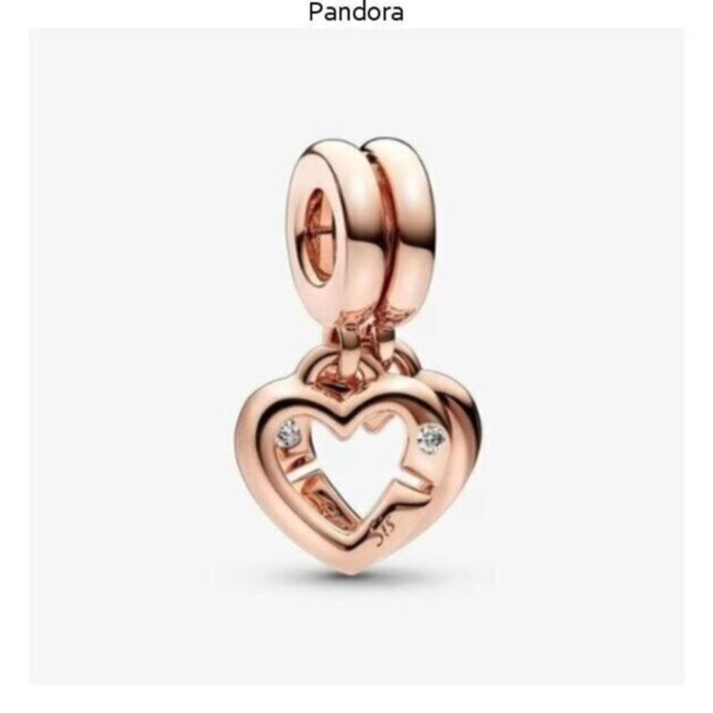 Pandora Linked Sister Hearts Split Dangle Charm